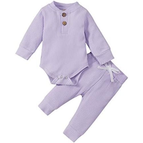 Newborn Baby Girl Boy Fall Clothes 3 6 12 18 24 Months Outfits Long Sleeve Knitted Cotton Romper & Pants Infant Winter Sets