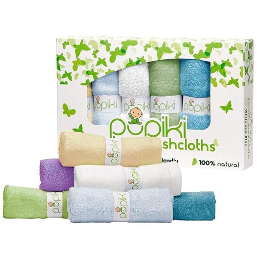 PUPIKI Baby Washcloths – Soft Baby Wash Cloths for Face & Body, Gentle on Sensitive Skin – Baby Towels with Rayon Made from Bamboo Fiber Reusable Washcloths 10 x 10
