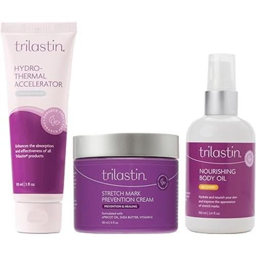 TriLASTIN Maternity Stretch Mark Bundle with Nourishing Body Oil and Hydro-Thermal Accelerator | 1 Month Supply of All-Natural, Paraben-Free, and Hypoallergenic Skincare Products
