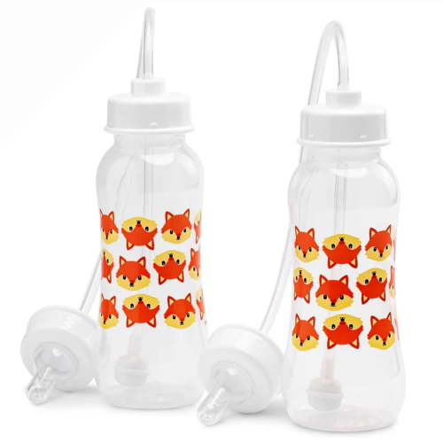 Hands-Free Baby Bottle - Anti-Colic Self Feeding System 9 oz (2 Pack - Fox)
