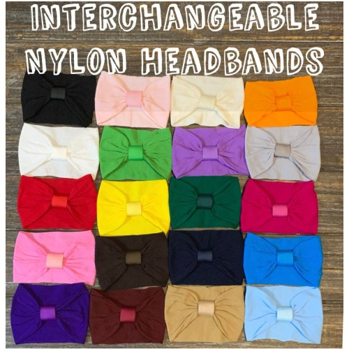 Interchangeable Nylon Baby Headbands 3" Wide Wholesale Stretch Elastic Headband Supplies You Pick Colors Clip On Bows Newborn Toddler Dolls