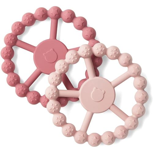 Samigo Ring Baby Teether Toys, Silicone Teething Ring Toys for Babies 0-6 6-12 Months, Baby Teethers 0-3 Months, Infant Teething Relief, Baby Girl Essentials - 2 Pack