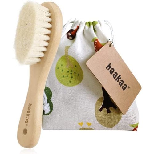 haakaa Wooden Baby Hair Brush,Soft Bristle Hair Brush for Kids,Prevent Cradle Cap,Natural Soft Goat Bristles,Perfect Baby Registry Gift