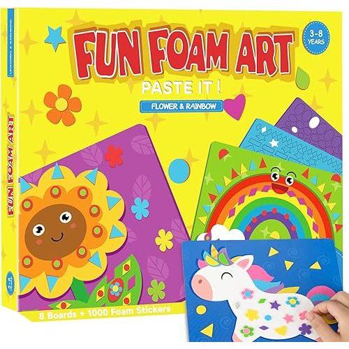 Foam Sticker No Mess Sticker Art Craft Kit for Kids,3D Foam Stickers,DIY Creative Fun Felt Craft,Children Learning Travel Toys Activity,Stocking Stuffers Gifts for Boys Girls Toddlers Ages 3 4 5 6 7 8