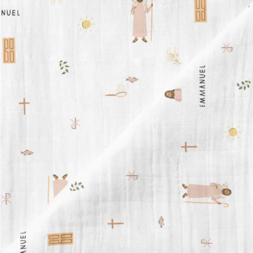 Muslin Swaddle Baby Blanket: Emmanuel Blanket | littlelightcollective