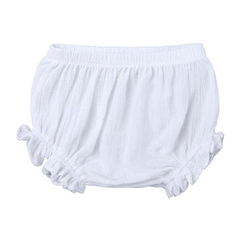 RTKFRFLM Cotton Linen Bloomers Ruffle Trim Diaper Cover Shorts for Babies Pink 0-6 Months