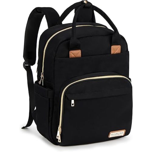 RUVALINO Diaper Bag Backpack, Multifunction Travel Pack Maternity Baby Changing Bags, Large Capacity, Waterproof, Deep Black
