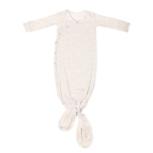 Copper Pearl Baby Gown - Knotted Newborn Sleepers for Baby Boy and Girl, Soft Stretchy Long Sleeve Infant Gowns with Bottom Tie and Hand Mittens, Perfect Hospital Coming Home Outfit (Oat)