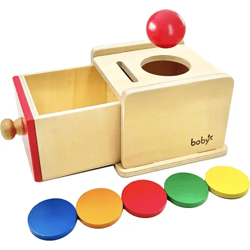 Dailyfunn Montessori Toys Coin&Ball 2-in-1 Drop Box Object Permanence Box for Infant Baby Preschooler 6-24 Months