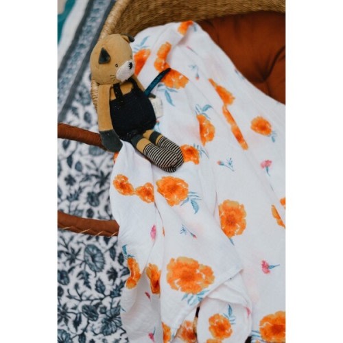 Organic Cotton Muslin Swaddle, Marigold - Malabar Baby | Maisonette