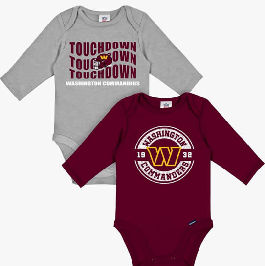 Gerber NFL Baby 2-Pack Long Sleeve Onesie Bodysuit