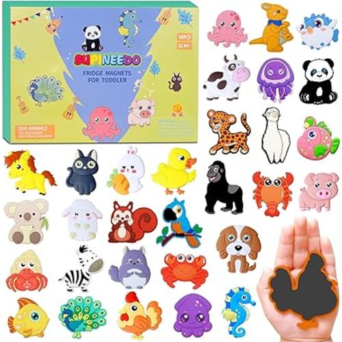 SUPINEEDO Animal Magnets - 30 Toddler Magnets for Refrigerator - Fridge Magnets for Toddlers Play with Magnetic - Kid Magnet for Sounds Learning - Promotes Animal Recognition and Language Development