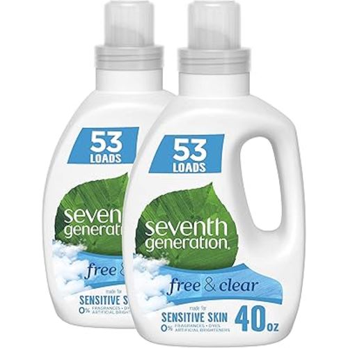 Seventh Generation Concentrated Laundry Detergent Liquid Free & Clear Fragrance Free 40 Fl Oz (Pack of 2)