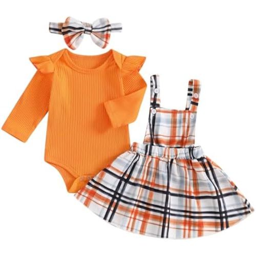Mubineo Baby Girl Christmas Skirt Outfits Cute Clothes Long Sleeve Romper Overall Skirt Dress Halloween Newborn Outfit