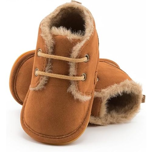 Sekantrol Newborn Baby Boys Girls First Walker Crib Shoes Soft Rubber Sole Infant Sneakers Fashion High-Top Non-Slip Toddler Oxford Dress Moccasins