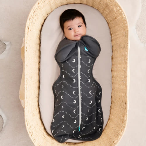 Swaddle Up™ 1.5 TOG Cotton Charcoal Moon and Back