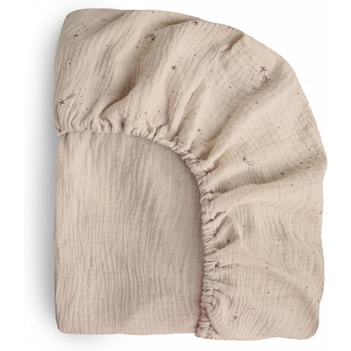 mushie Extra Soft Muslin Fitted Crib Sheet | 192 Thread Count | 28"x 52" (Falling Stars)
