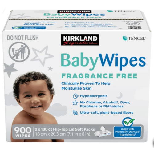 Kirkland Signature Baby Wipes Fragrance Free, 900-count