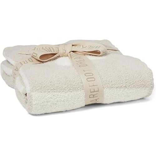 Barefoot Dreams CozyChic Cuddle Receiving Blanket, Cream-Stone, 30"x30"
