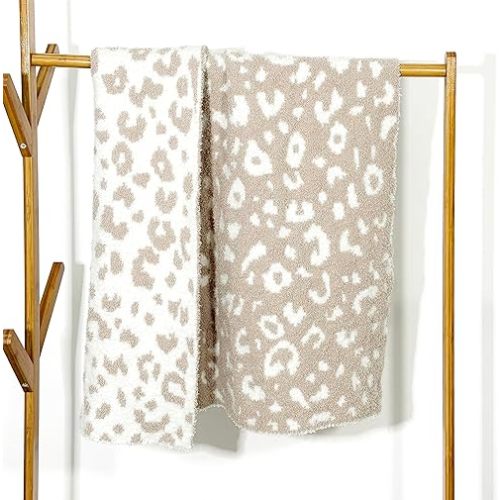 Soft Baby Blanket Cozy Blanket Swaddling Blanket for Newborn Nursery Knit Leopard Premium Comfort for Infants & Toddlers Perfect for Nursery, Crib, Stroller, 30x40 Inch Beige Cheetah