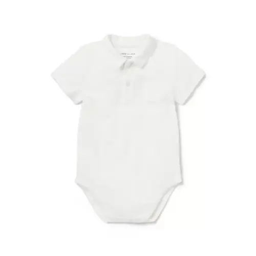 Baby White Baby Slub Polo Bodysuit by Janie and Jack