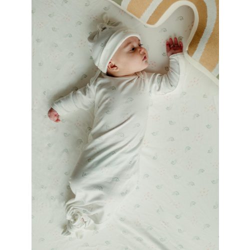Knotted Gown & Beanie Set - Rainbow