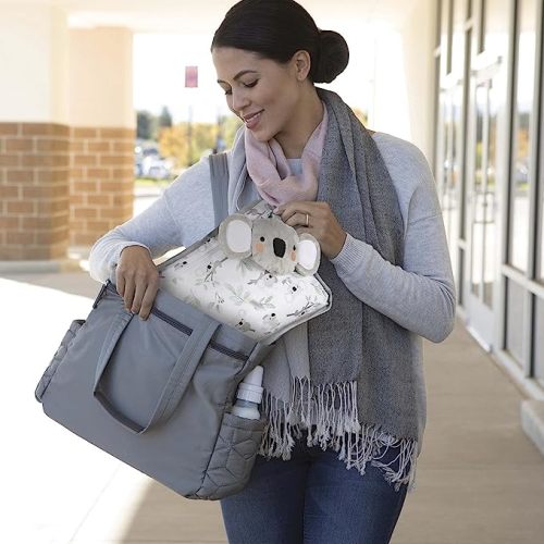 Boppy Preferred Shopping Cart and High Chair Cover with Storage Pouch,Gray Green Koala with Changeable SlideLine Toy,Plush Minky Seat,2-point Safety Belt,Wipeable and Machine Washable,6-48 months