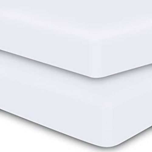 MOONQUEEN 2-Pack Baby Fitted Crib Sheets - Soft Breathable Microfiber Toddler Nursery Sheet Set for Boys and Girls, Fits Standard Size Crib Mattress 28 x 52 x 8in, White