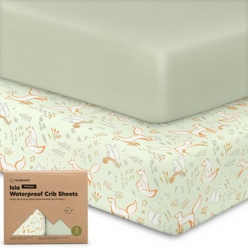 Keababies Isla Waterproof Crib Sheets For Boys, Girls, 2pk Baby Fitted Crib Sheet, Waterproof Crib Mattress Protector Sheets (prairie)