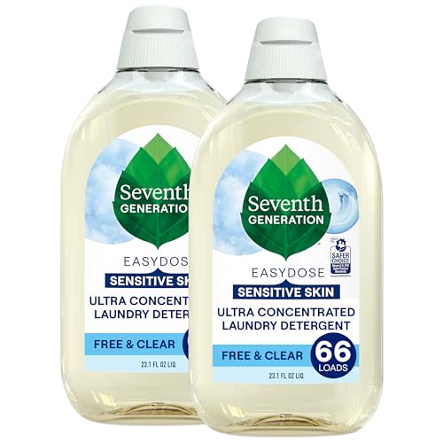 Seventh Generation Laundry Detergent, Ultra Concentrated EasyDose, Free & Clear, 23.1 Fl Oz (Pack of 2) (Packaging May Vary)