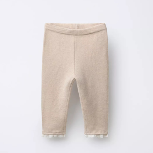 LACE TRIM KNIT LEGGINGS - Light beige | ZARA United States