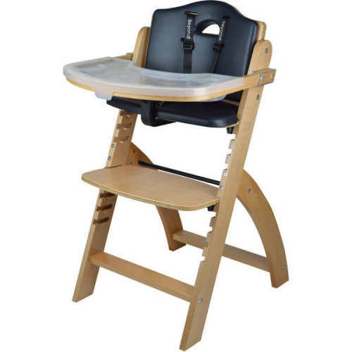 Beyond Junior Wooden High Chair, Natural Black Pearl - Abiie Highchairs | Maisonette