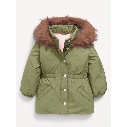 Water-Resistant Faux-Fur Hooded Parka Jacket for Toddler Girls