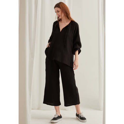 Nothing Fits But | Muslin Gauze Labor & Nursing Set | Black | Size S/M