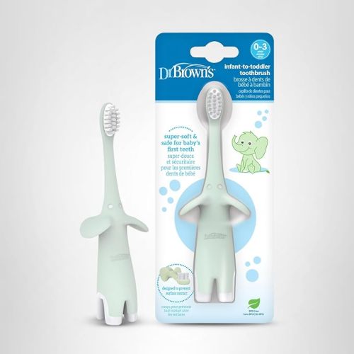 Dr. Brown's Infant-to-Toddler Toothbrush, Elephant, Mint, 0-3 Years