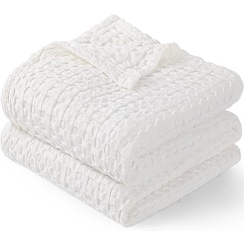 Maliton Waffle Baby Blanket for Boys Girls, Breathable Soft Cotton Blankets for Babies, Neutral Nursery Swaddle Blankets, Lightweight Throw Blankets for Kids(Ivory)