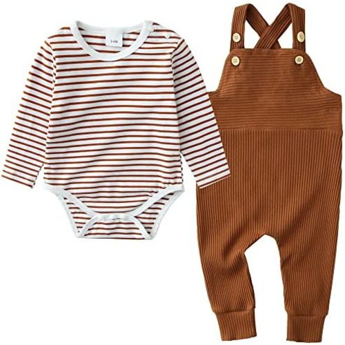 YUEMION Baby Boy Clothes Newborn Infant Boy Outfits 2Pcs Stripe Top Romper Pants Set 0-24 Months Overalls Toddler Boy Clothes