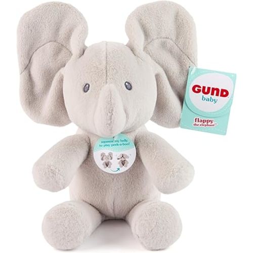 GUND Baby Peek-a-Boo Flappy Elephant Plush, Elephant Stuffed Animal, Baby Toy for Ages 0 and Up, Gray, 7" (Batteries Not Required)