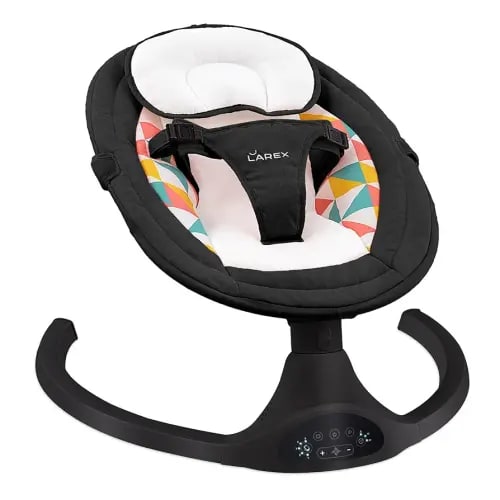 LAREX Baby Swings Electric Baby Swing Bluetooth Infant Swing Portable Rocker with 5 Speeds, 1 Seat Position, Remote Control, Black