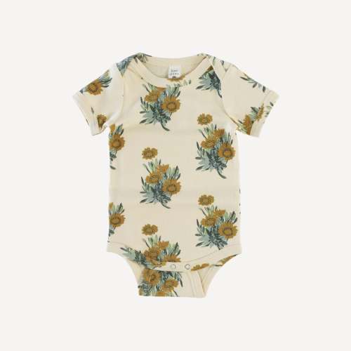 short sleeve lap neck bodysuit | calendula | organic cotton interlock