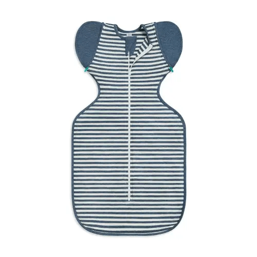 Love to Dream Swaddle Up Transition Bag, Medium (6-8.5kg), Ideal for 20-24°C, Patented Zip-Off Wings, Help Baby Transition from Being Swaddled to Arms-Free When Showing Signs of Rolling, Denim