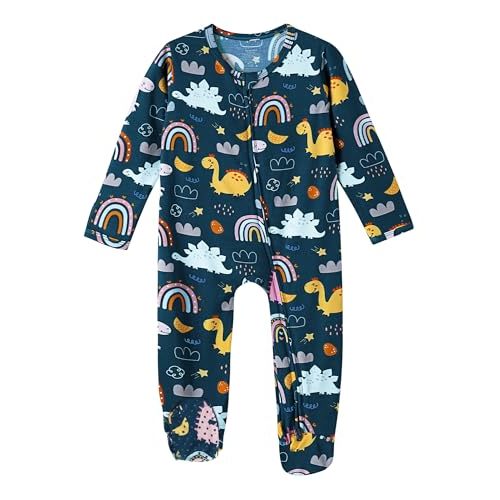 BambooBud Baby Footie Romper Pajamas Unisex Newborn Infant Footed Pjs Zipper Rompers Viscose from Bamboo Sleepwear