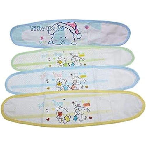 4 PCS Cartoon Adjustable Baby Infant Umbilical Cord Cotton Belly Band for 0-12 Months (Random Color)