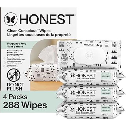 The Honest Company Hypoallergenic Multi-Use Baby Wipes for Sensitive Skin Baby Pattern Play 288 Count