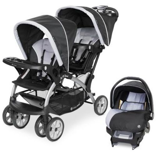 Baby Trend Infant and Toddler Double Stroller & Car Seat Combo, 2 Pc Set, Magnolia - Portable and Lightweight Stroller Duo and Car Seat Travel System