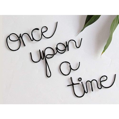 Once Upon a Time Sign Nursery Wall Decor Playroom Decor Word Art Wall Decor Kids Plaques Room Decor Reading Book Nook Childrens Quotes Wall Decor Home Decor Christmas Birthday Gift (Black)