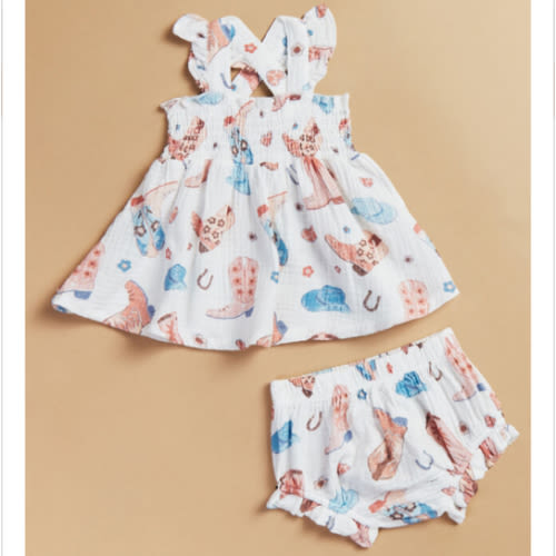 Country Girl Boots Top and Bloomer Set in Pink | Tullabee