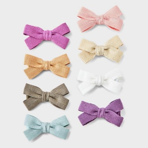 Baby Girls' Hair 8pk Multi Bow Cotton Faux Linen & Cotton Twill Tape - Cloud Island™