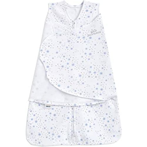 HALO 100% Cotton Sleepsack Swaddle, 3-Way Adjustable Wearable Blanket, TOG 1.5, Midnight Moons Blue, Small, 3-6 Months