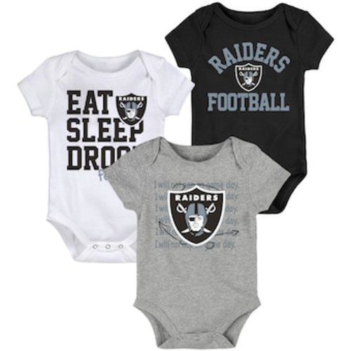 Nfl Las Vegas Raiders Infant Boys' Aop 3pk Bodysuit : Target